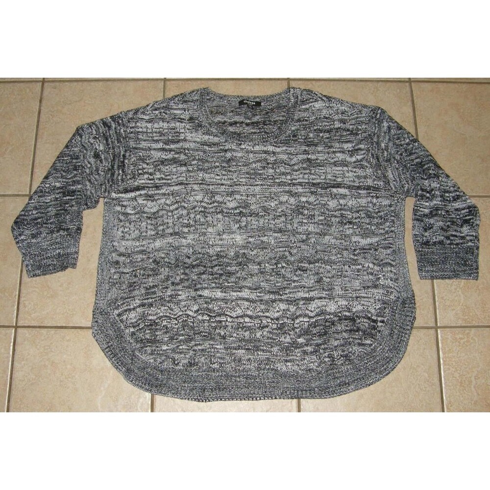 NEW Marled Black Plus Sz 30/32 Pullover Open Weave Comfy Sweater CHELSEA STUDIO